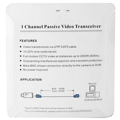 2 PCS 1 Channel Passive Video Transceiver, X202P 2 PCS 1 Channel Passive Video Transceiver, X202P
